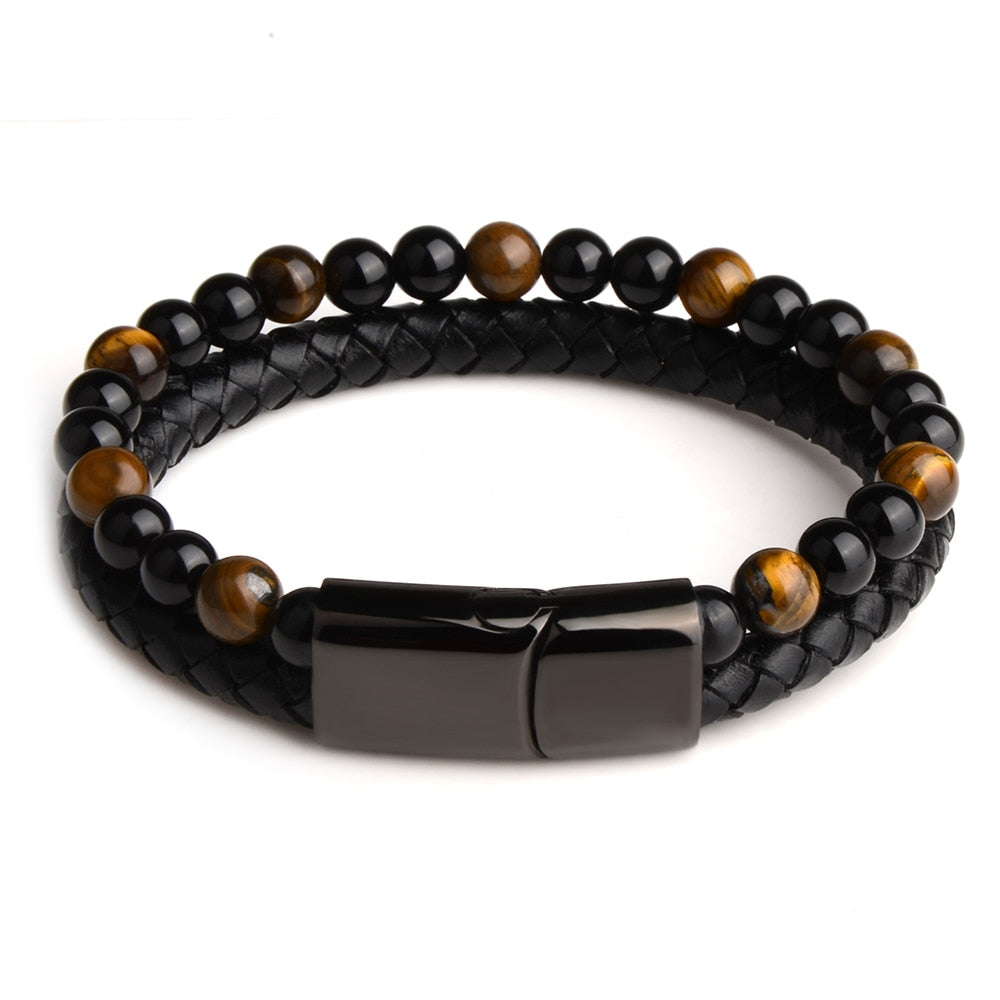 Bracelets pour Homme en cuir et Pierres Naturelles