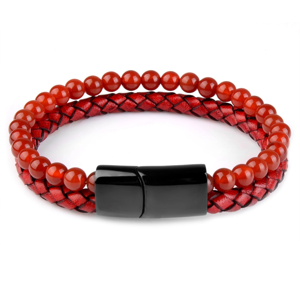 Bracelets pour Homme en cuir et Pierres Naturelles