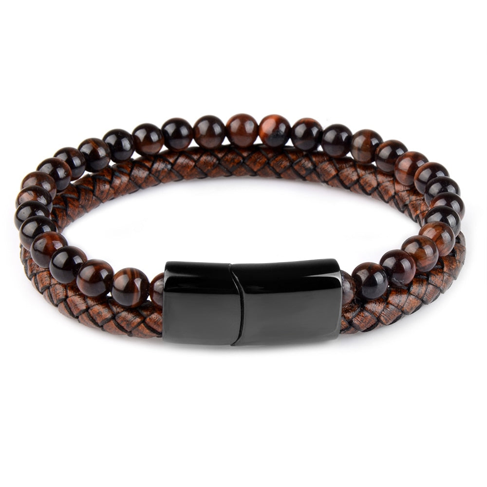 Bracelets pour Homme en cuir et Pierres Naturelles